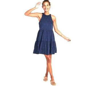 Old Navy Navy Blue Tiered Halter Midi Dress